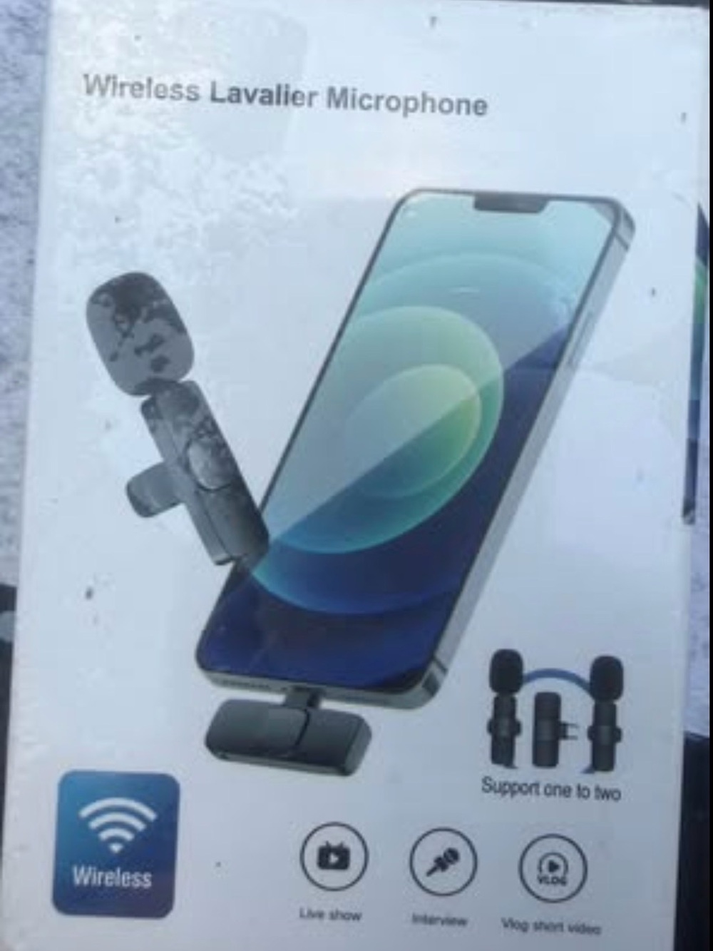 Wireless Lavalier Microphone Clip-On for Smartphones - Black